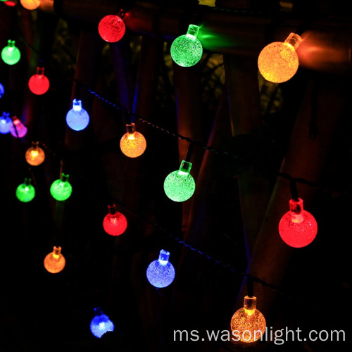 30 LED 21ft Solar Waterproof String Cahaya Luaran Luaran Lampu Globe Crystal Ball Lighting Hiasan Untuk Taman Halaman Rumah Pesta